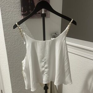 Nicki Minaj White Camisole with Gold Chain Straps